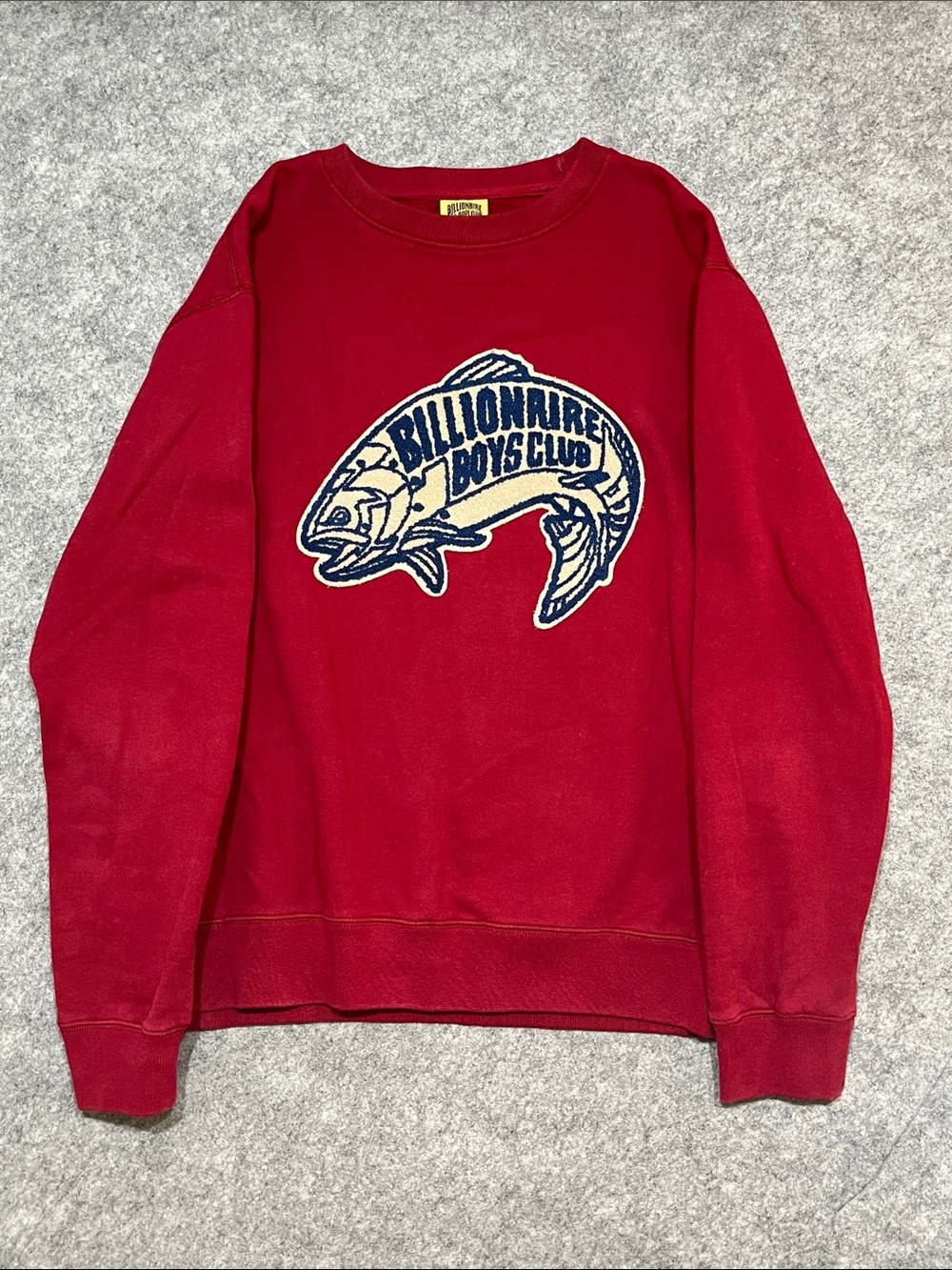 Billionaire Boys Club Burgundy Crewneck with Navy & Cream Fish Patch